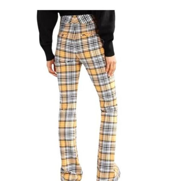 NWT Veronica Beard Fraser Plaid Pants Checked Flare Trouser Yellow Size 2 - Picture 2 of 7